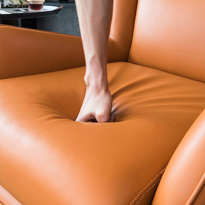 Mid-Century Modern Wingback Chair Orange Bonded Leather Wingback Chair