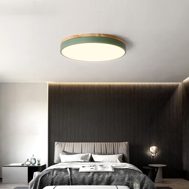 Houten ronde vorm inbouwlamp Moderne plafondlamp in Macaroon-stijl met acrylkap