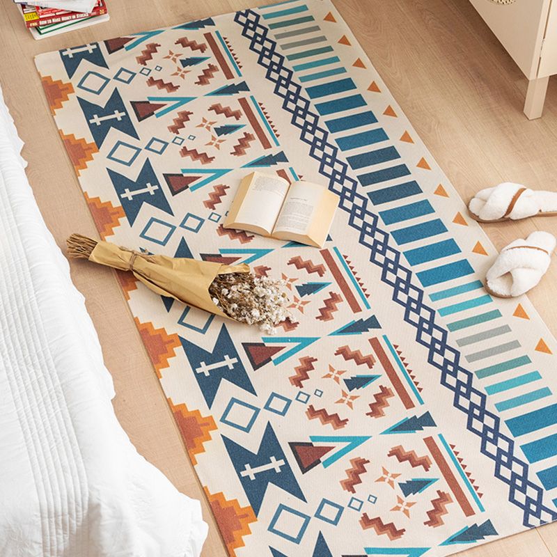 Mehrfarbiger Vintage-Teppich Baumwollmischung Stammes Totem in Indoor Teppich Umweltwaschbarer Teppich für Wohnkultur