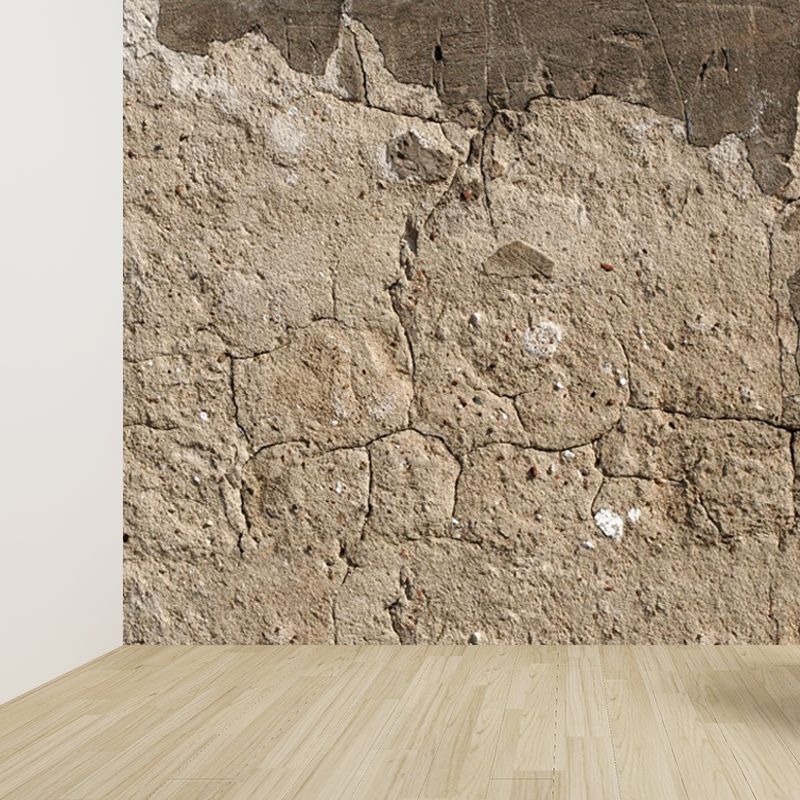 Shabby Stone Mural Wallpaper for Living Room, Light Color, Custom Size Available