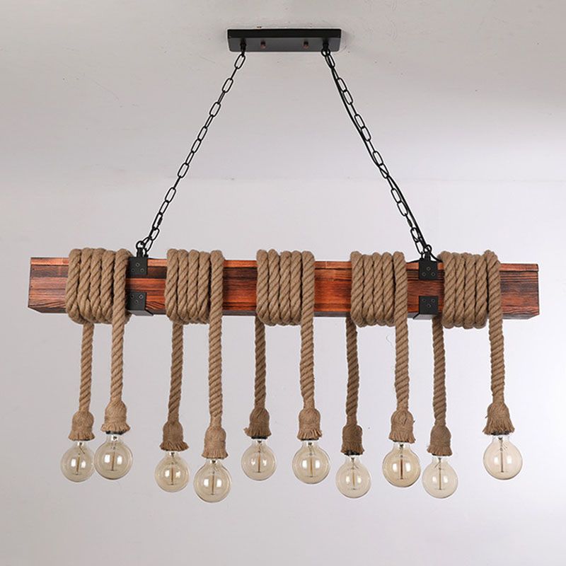 Vintage Hemp Rope Pendant Light American Industrial Style Retro Hanging Lamp