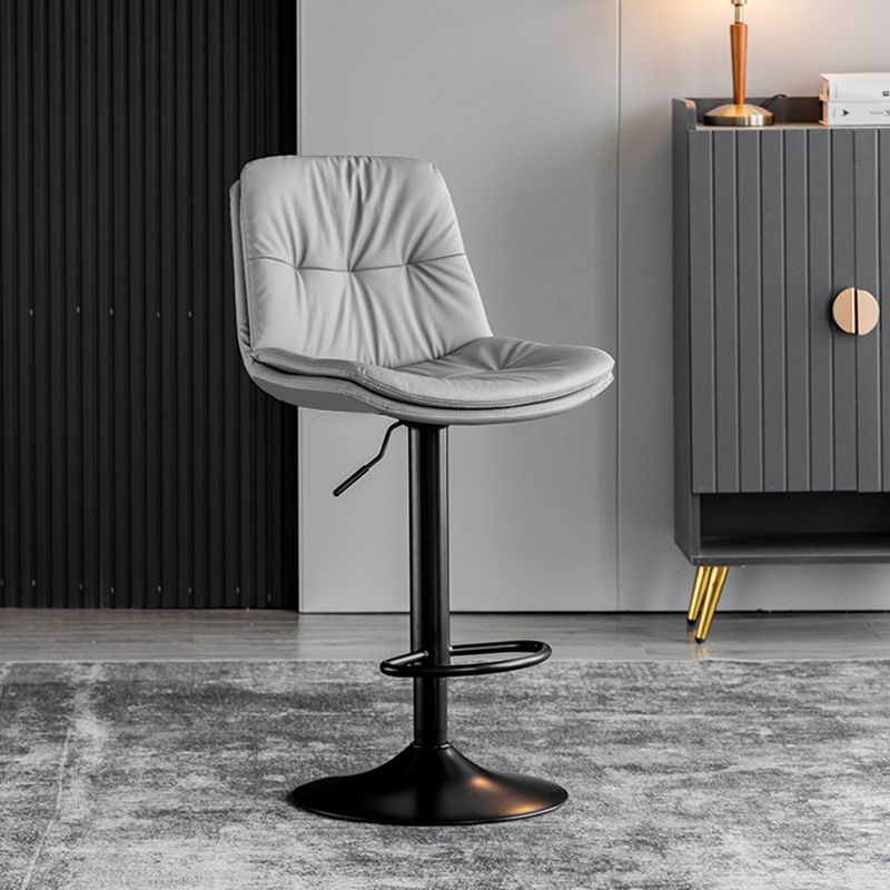 Industrial Metal Barstool Faux Leather Counter Stool With Chrome Base