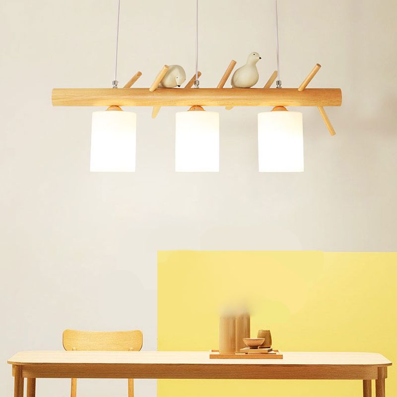 Modern Island Lighting Cylinder Glass Chandelier Light Fixture for Dining Room