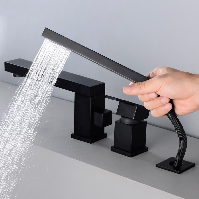Contemporary Bath Faucet Deck Mount Plain Bathtub Faucet with Knob Handles