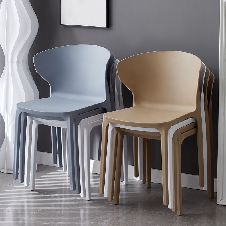 Contemporary Indoor Wingback Plastic Stackable Armless Dining Side Chair