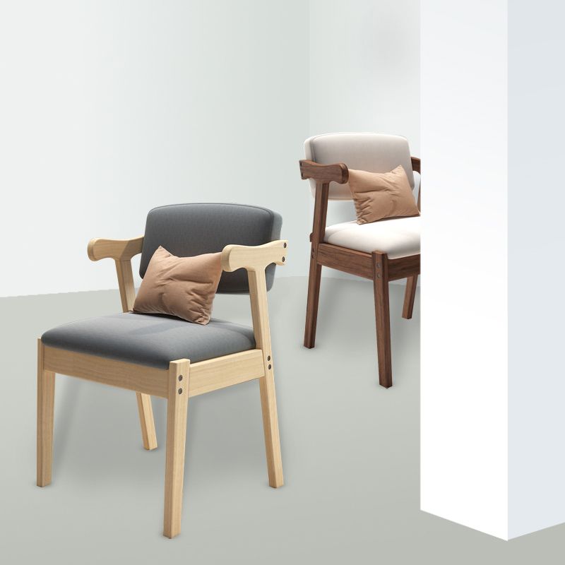 Silla de comedor de madera maciza con respaldo de apertura de cocina contemporánea