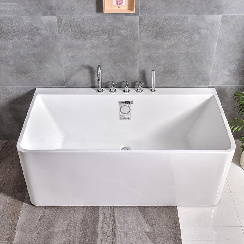 Modern Soaking Bathtub Acrylic Rectangular White Bathtub , 23.62-inch Tall