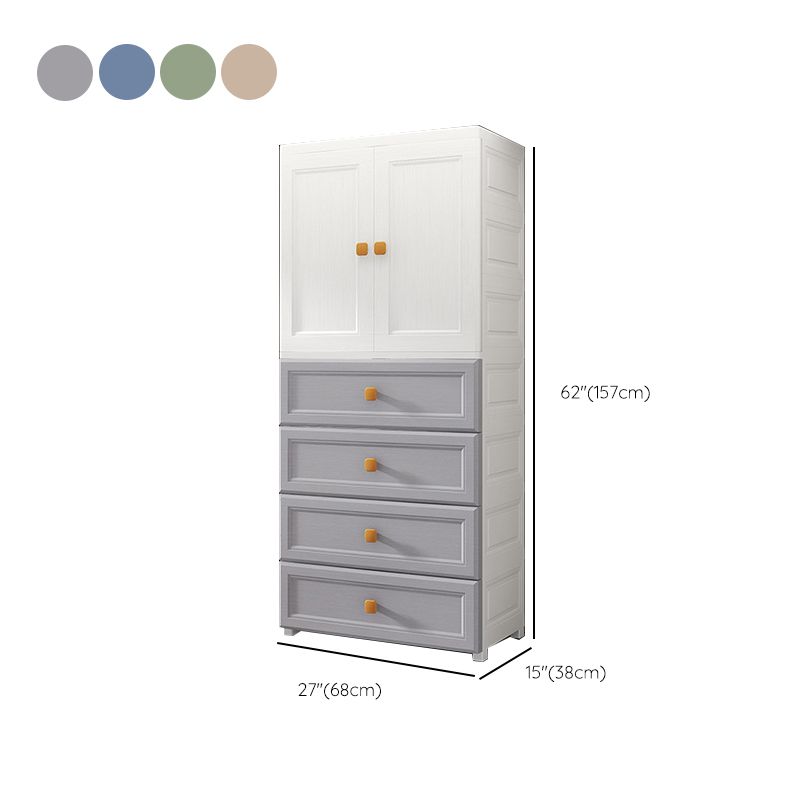 Bedroom Plastic Cabinet with Hinged Doors Matte Finish Modern Storage Cabinet