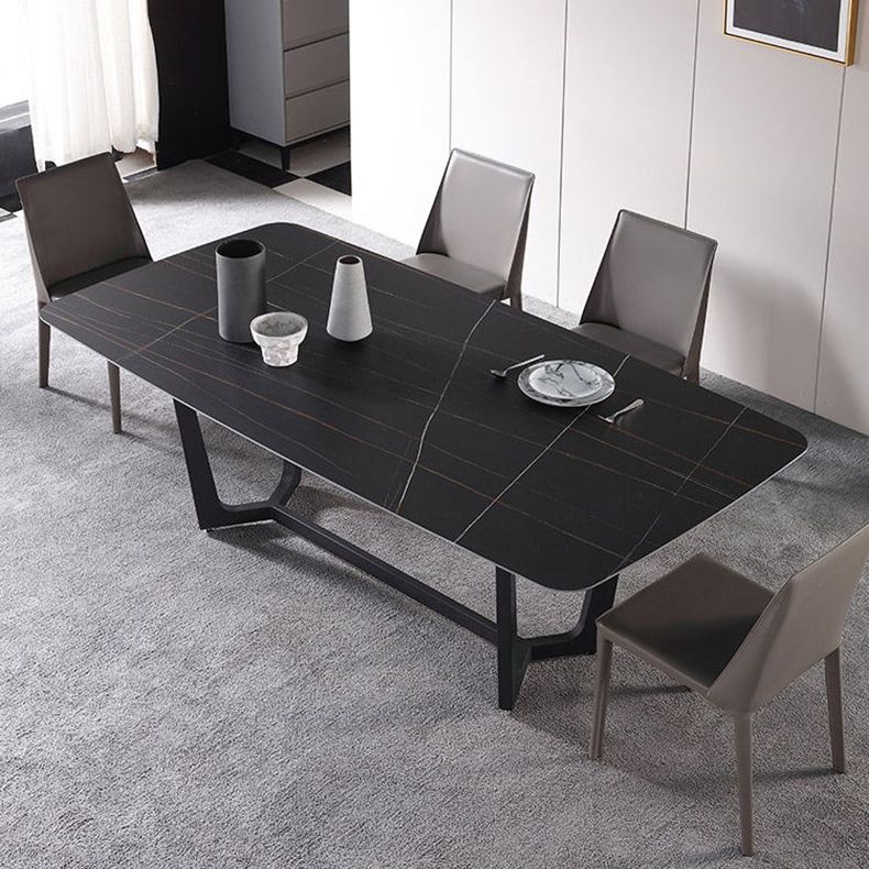 Contemporary Sintered Stone Dinette Set 1/2/5/7 Pieces Rectangular Dining Table Set