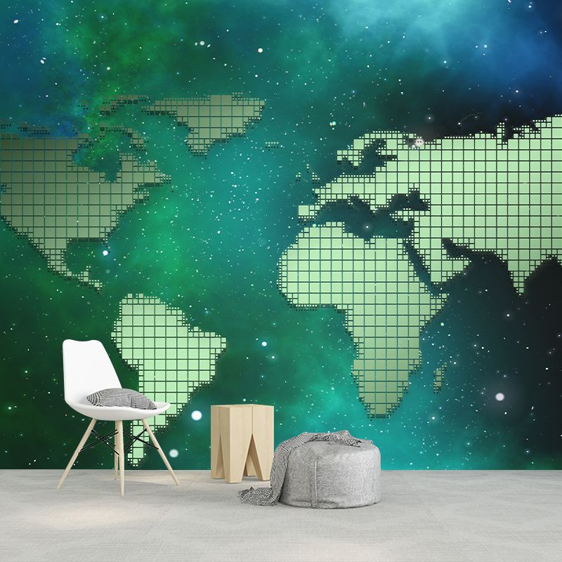 Illustration Earth Map Wall Mural Modern Stain Resistant Indoor Mural Wallpaper