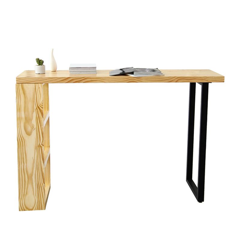 Modern 3-shelf Bar Table Rectangle Solid Wood Bistro Bar Table in Natural