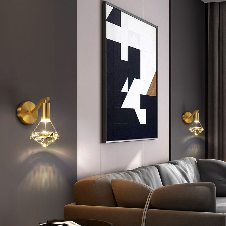 Diamond Sconce Wall Light Modern Luxury Style Crystal 1 Light Sconces