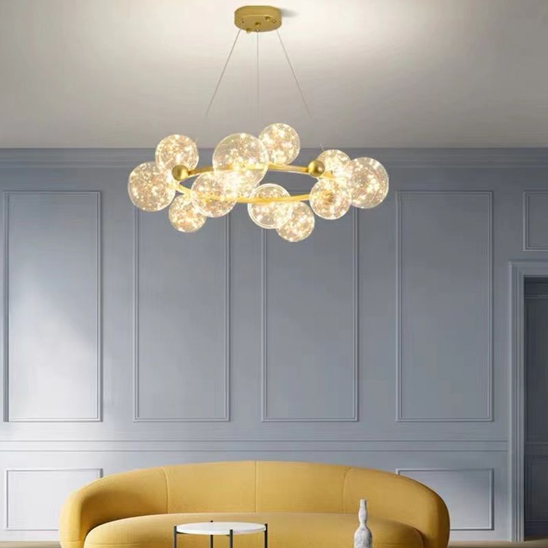 Multi Lights Ball Pendant Chandelier Modern Style Glass Hanging Lamps
