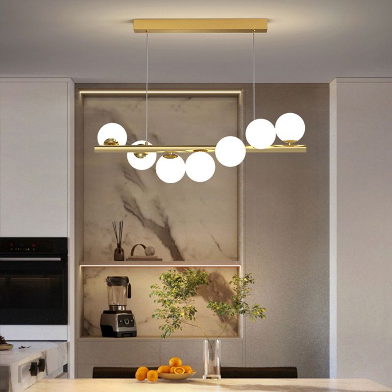 Glass Ball Shape Chandelier Light Modern Multi Lights Chandelier Light Fixture in Gold