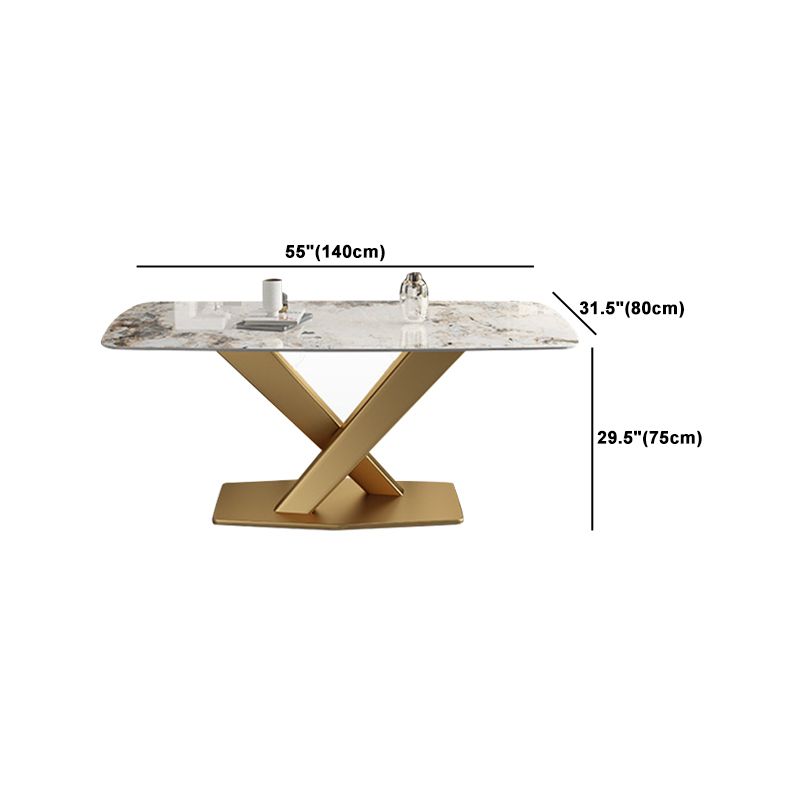 Nordic Glam Style Sintered Stone Rectangle Table Set 1/2/5/7 Pieces Dining Set