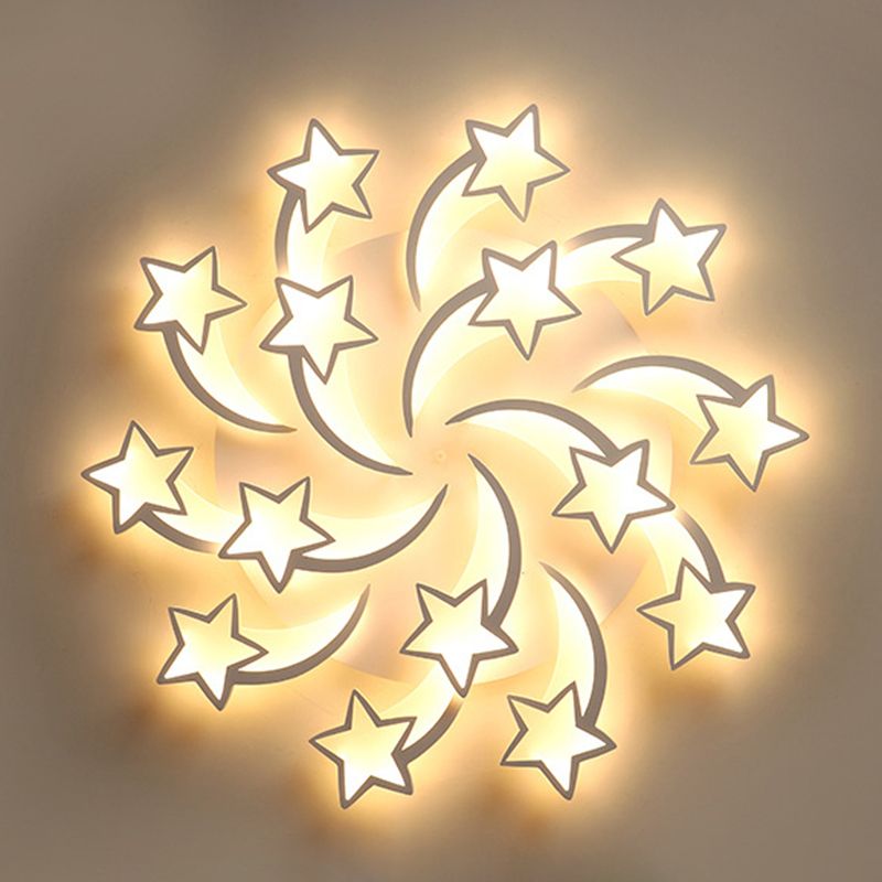 Metal Star Close to Ceiling Lighting Nordic Style LED White Ceiling Lamp