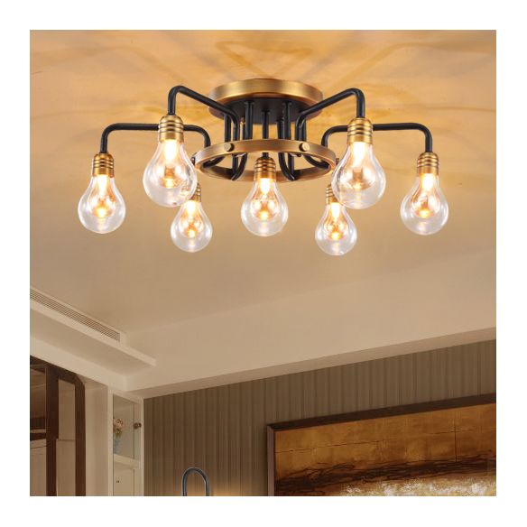 Bulbe en verre transparent semi-flush lampe moderniste multimaliques LED Semi Flush Plafond Lightture