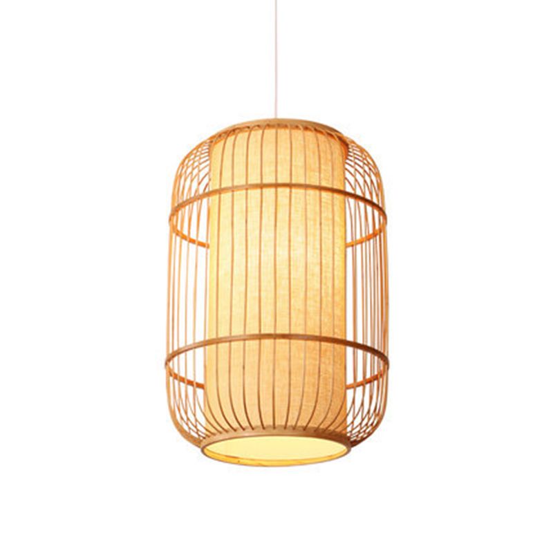 Chinese Elongated Pendant Lighting Fixtures Rattan Hanging Light with Hanging Cord for Restaurant