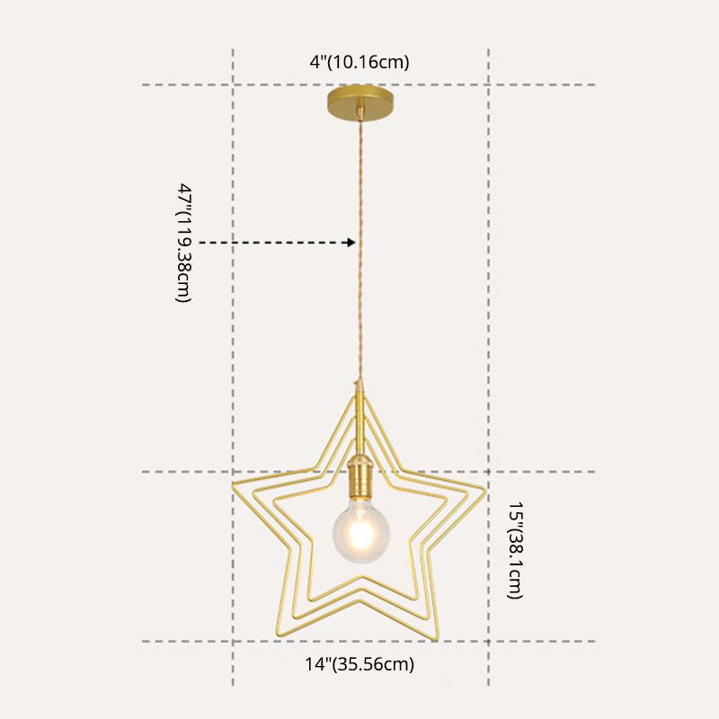 Comedor geométrico Luz de lámpara colgante de estilo loft techo colgante de oro de metal