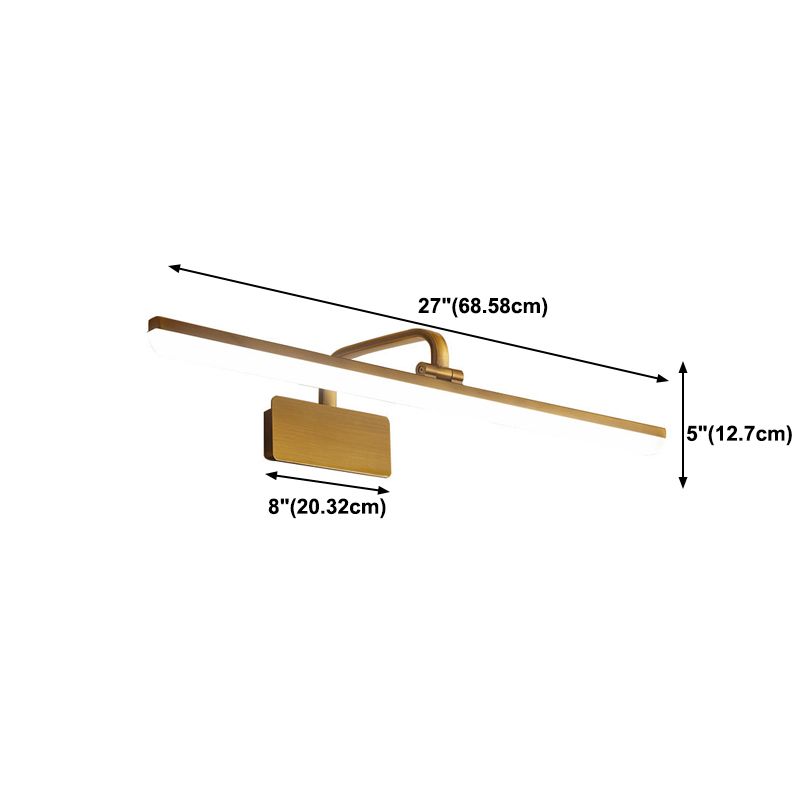 Metal Linear Shape Mirror Wall Light Modern 1 Light Mirror Wall Mount Fixture in Brass