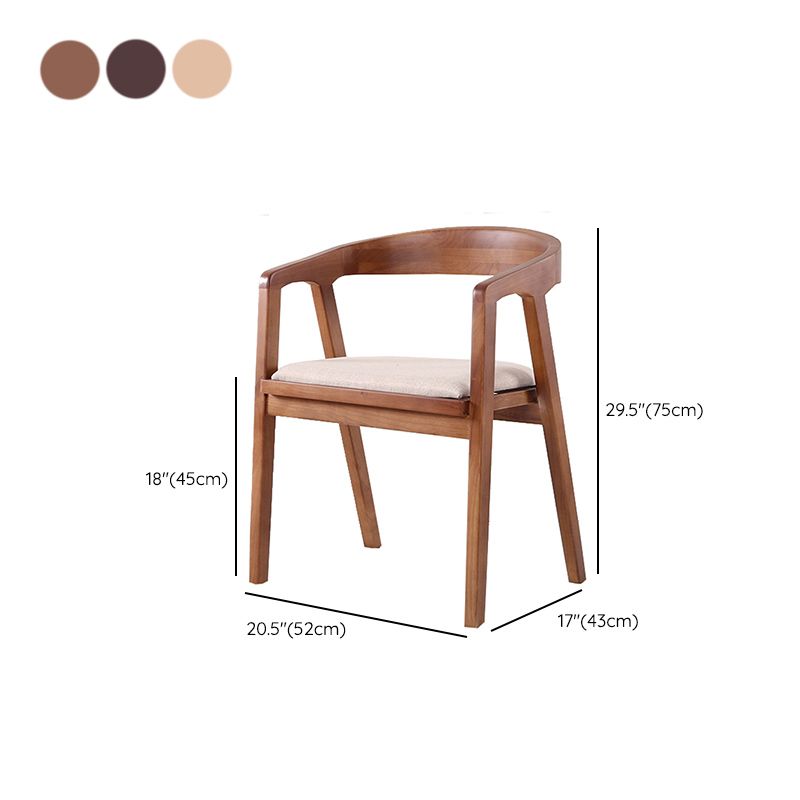 Contemporary Upholstered Arm Chair Home Rubberwood Dining Chair