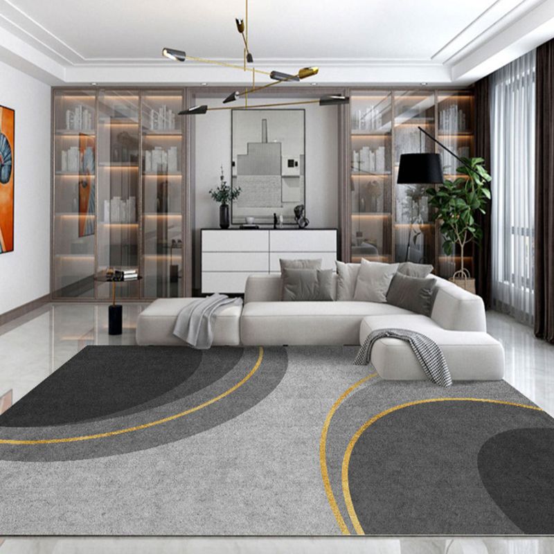 Gray Magnificent Rug Polyester Graphic Indoor Rug Washable Rug for Sitting Room