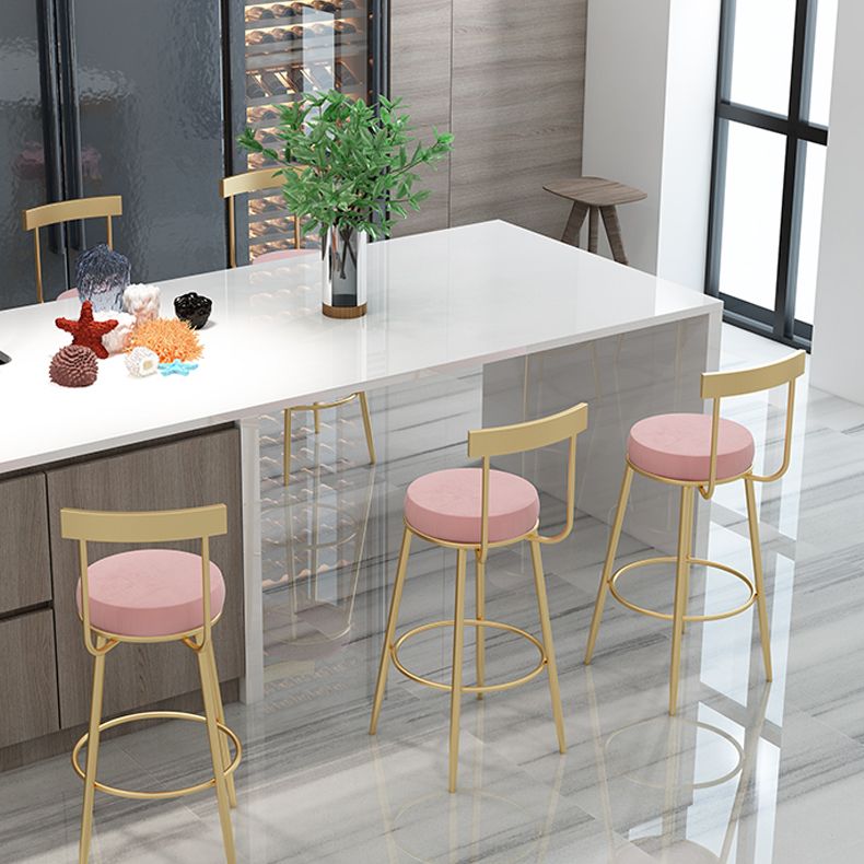 Glam Round Counter Height Stools Grey and Gold Footrest Upholstered Counter Bar Stool