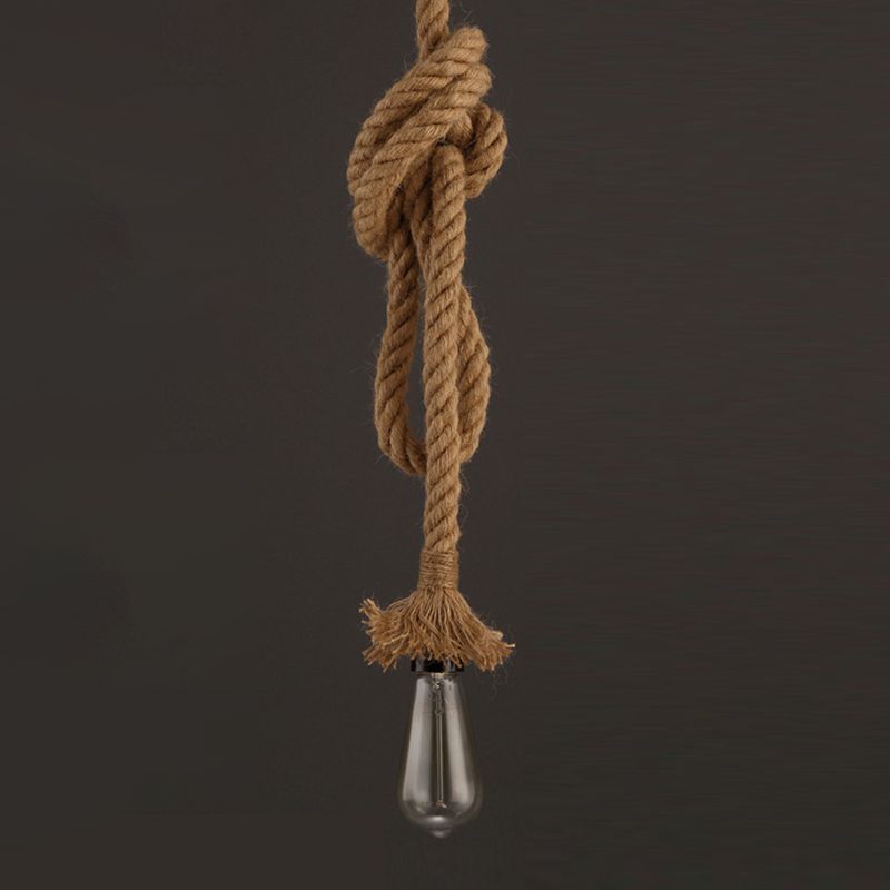 Rope Beige Pendant Lighting Fixture No Bulb Industrial Style Pendant Light Kit for Restaurant