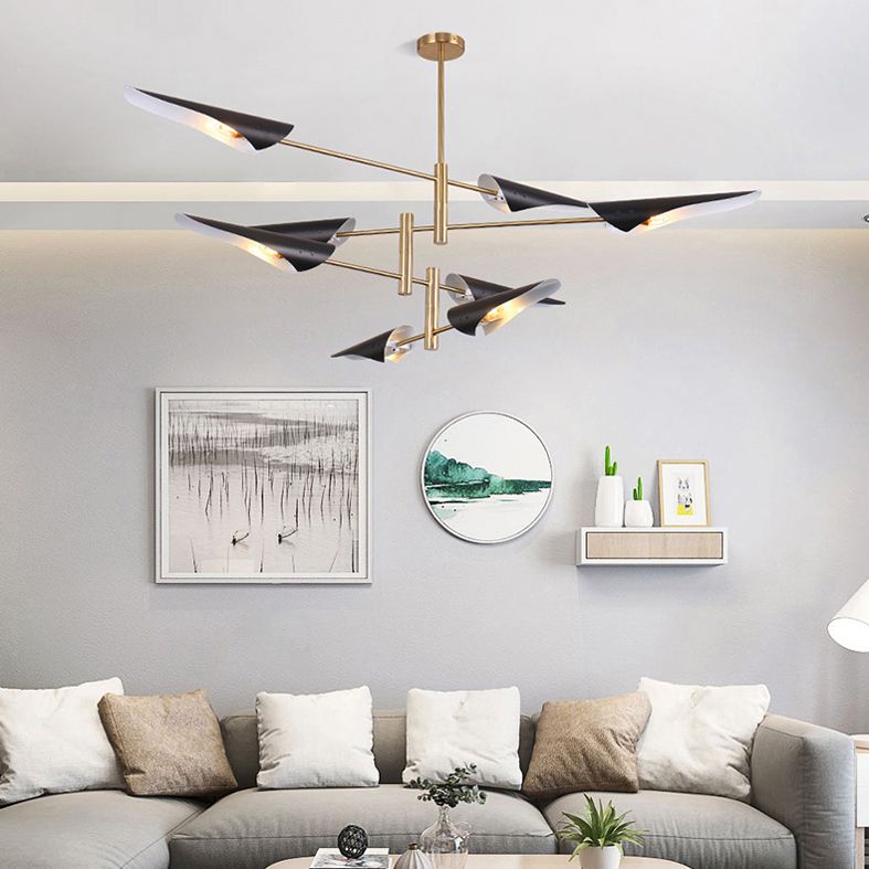 Metal de black metal moderno accesorios de iluminación de sputnik luces colgantes para sala de estar