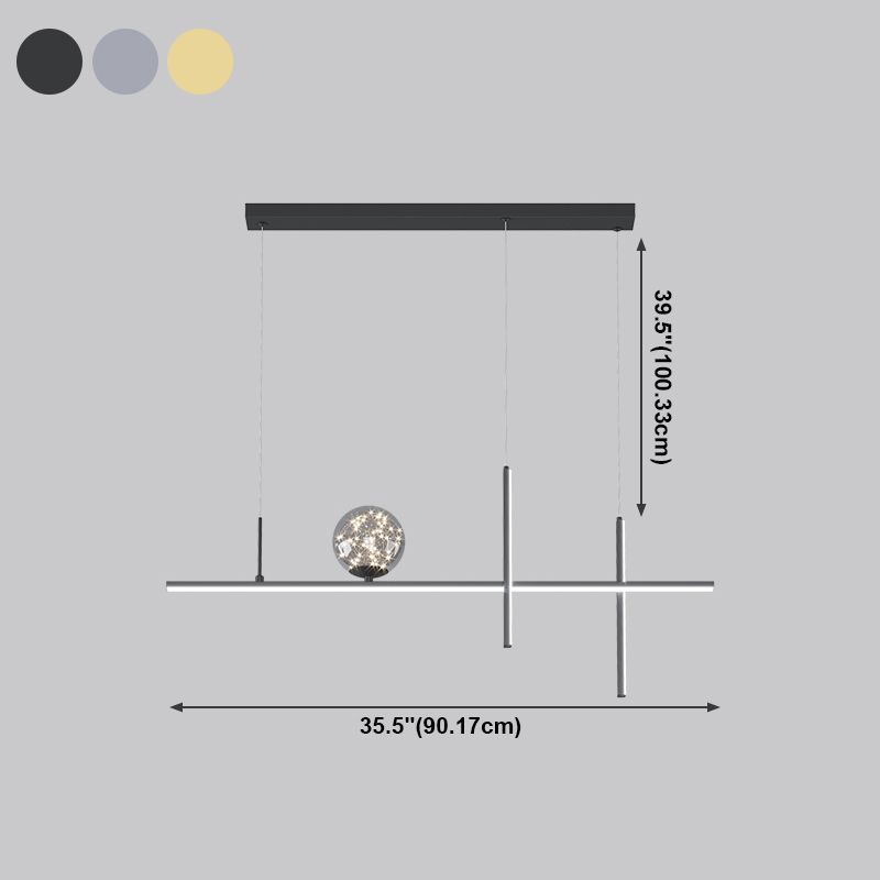 Moderne lineare Insel Kronleuchter Multi-Head Restaurant Anhänger Beleuchtungskarten