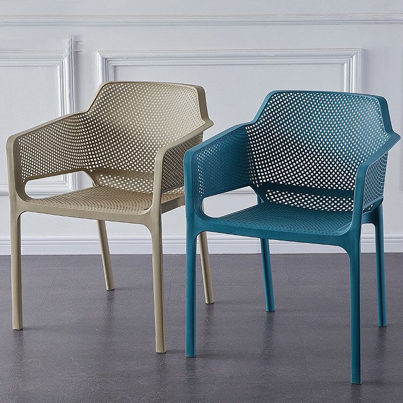 Eigentijdse eet- en accentstoelen matte afwerking plastic vaste achterstoel stoel