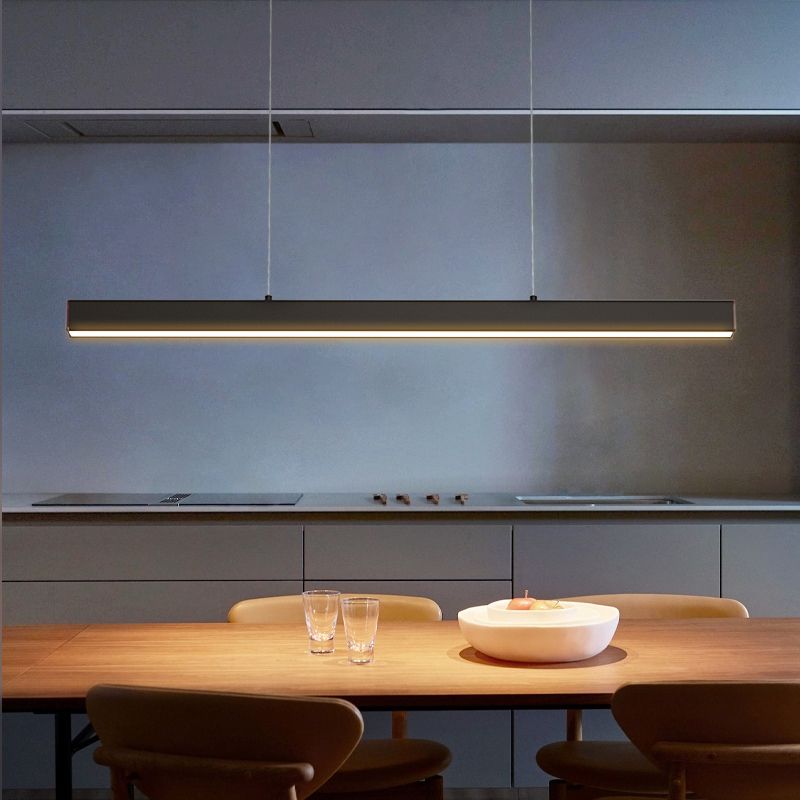 Esszimmer moderne Inselleuchte Schwarzes lineares Aluminium -Anhänger Licht