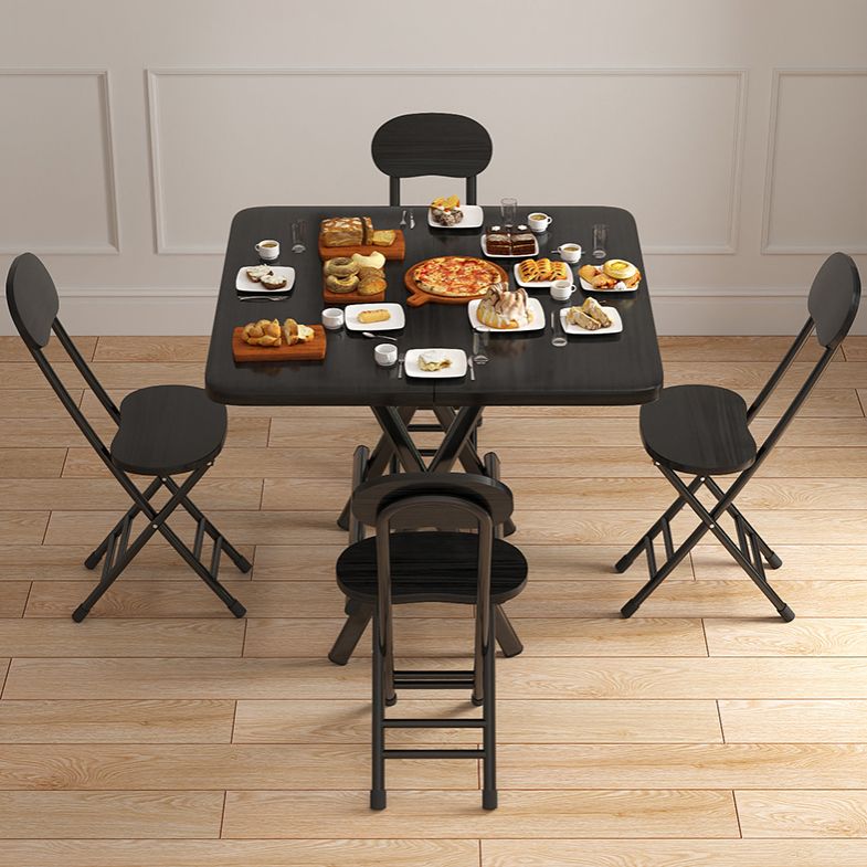 Standard Wooden Top Dining Set with Black Metallic Legs for Dining Furniture