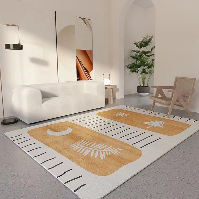 Yellow Modern Carpet Pattern Polyester Carpet Tear Resistant Carpet for Home Decor