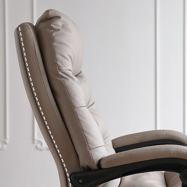 High Back Office Chair Leather Sponge Seat Fixed Armrest with Office Chair