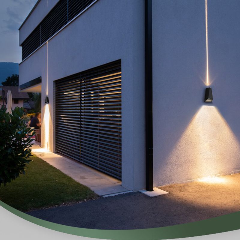 Zeitgenössische schwarze Wandleuchte geometrische Wandscheibe mit Aluminium für draußen