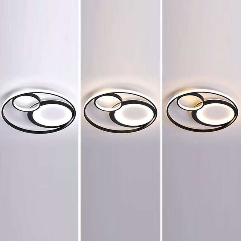 Minimalist LED Flush Mount Ceiling Fixture Black Circle Flush Mount Lighting with Metal Shade