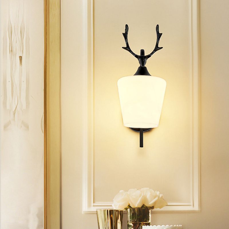 Modernist Wall Sconce Antler Wall Light Fixture with Glass for Bedroom