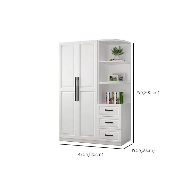 Freestanding Wood Frame Wardrobe Modern Hinged Soft Close Doors Wardrobe and Drawers