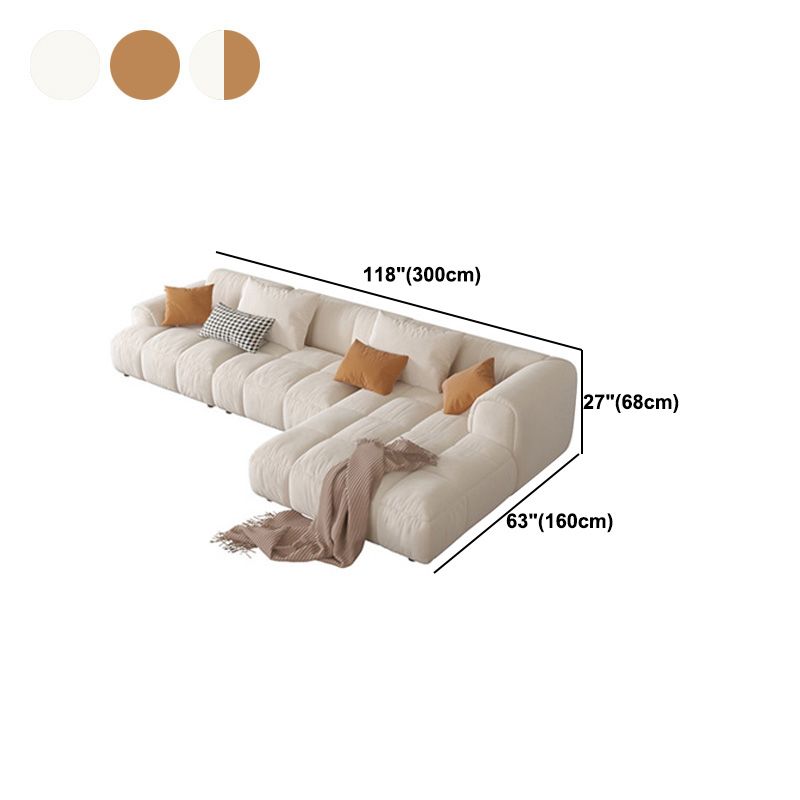 L-Shape Velvet Sectional with Recessed Arm and Pillow Back for Apartment