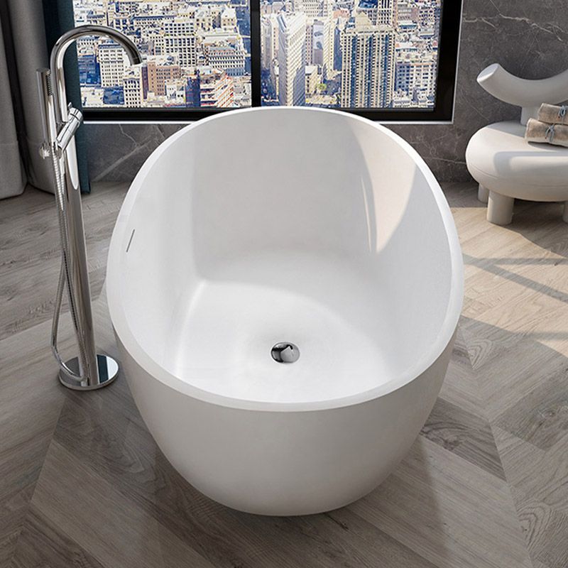 Modern Ellipse Stone Bathtub Freestand Soaking Bathtub with Drain Bath Tub
