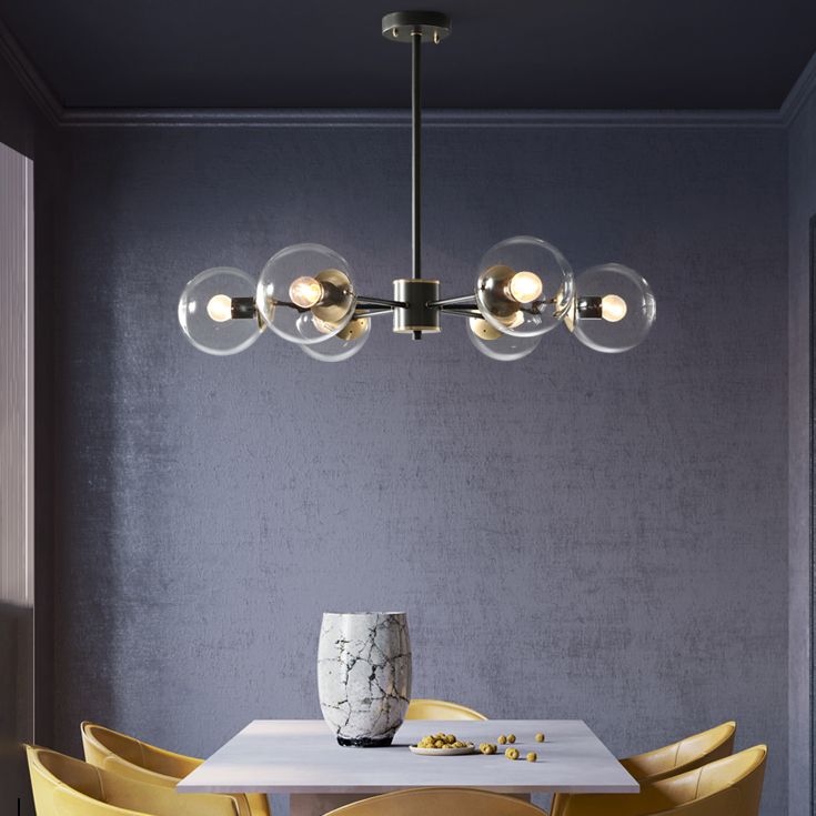 Modern Globe Chandelier Light Fixtures Multi-Head Suspension Pendant Lamps with Glass Shade