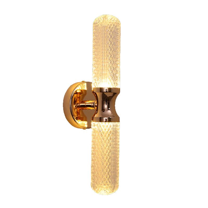Black / Gold 1 - Light Wall Light Solid Brass and Acrylic Cylinder Wall Fixture