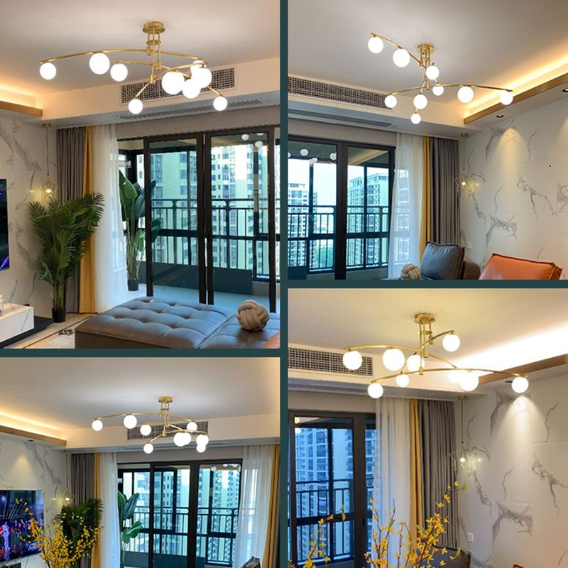 New Modern Glass Semi Flush Light Fixtures Bedroom Starburst Flush Mount Light with Shape