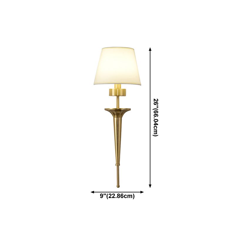 American Messing Wandleuchte Gold 1 Lichtwandlicht mit natürlicher Sackleinen für Schlafzimmer