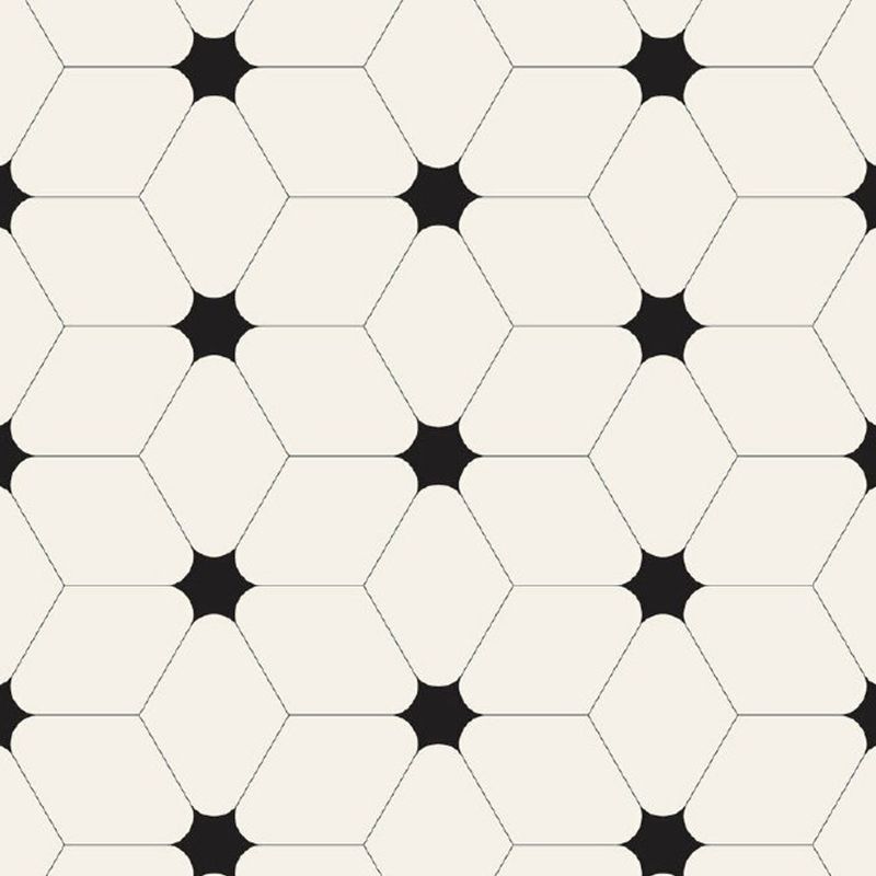 Geometric Cube and Star Mural Decal Minimalistic Non-Woven Cloth Wall Covering in Black-White