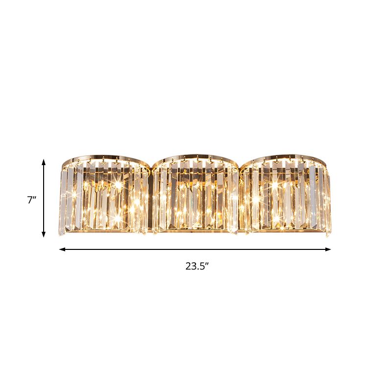 LED Linear Sconce Wall Light with Clear Crystal Block Modern Style Wall Mount Lamp in Gold