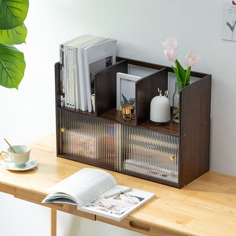 Contemporary Closed Back Bookcase Bamboo Horizontal Bookshelf with Cabinets