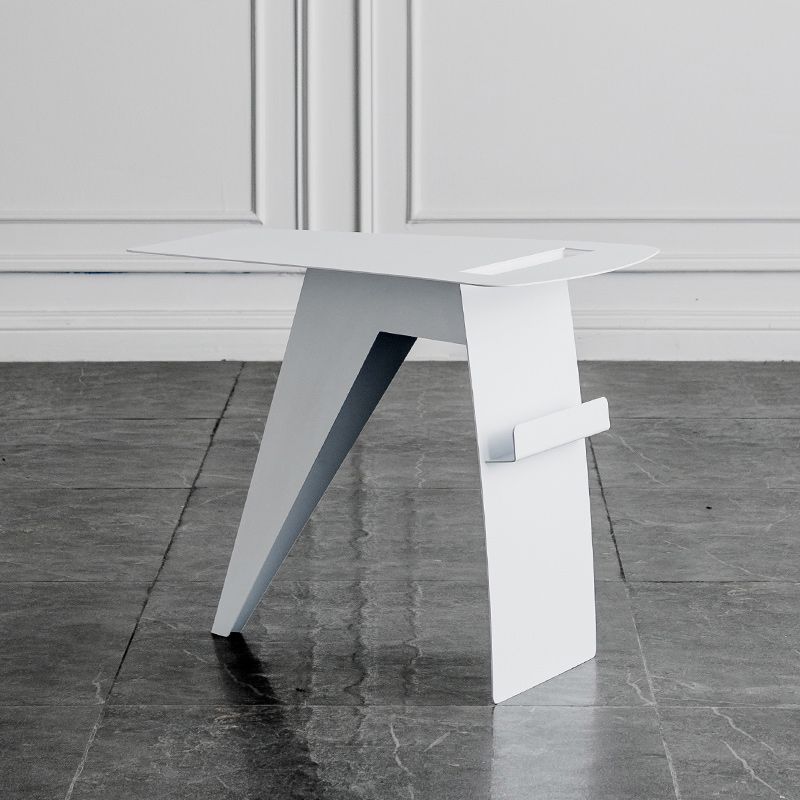 Mid-Century Sled End Table Geometric Metal Side Table, 19" Tall