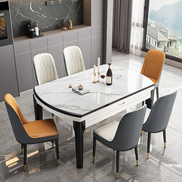 Modern Drop-Leaf Dining Table Sintered Stone Dinner Table for Dining Room